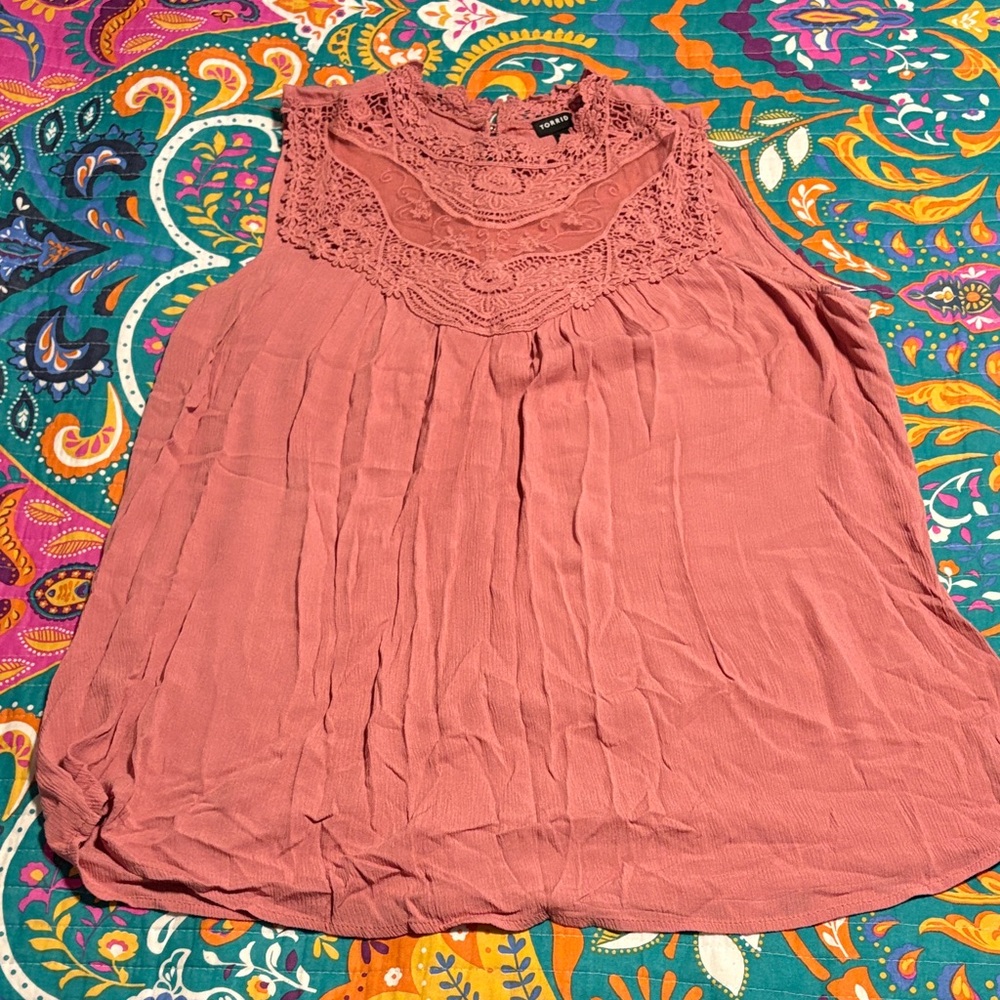 Torrid Lace Accent Blouse - Mauve